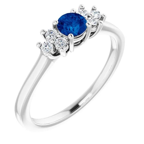 New amazing Style Solitaire Round Blue Sapphire Stone Ring Gemstone Ring
