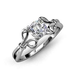 Solitaire Round 1.50 Carats Diamond Engagement Ring White Gold 14K