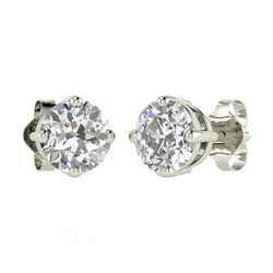 Solitaire Round Cut 1.90 Ct Genuine Natural Earth Mined Diamonds Stud Earring 14K White Gold