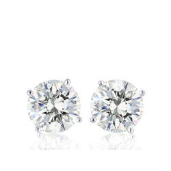 Solitaire Round Cut 2 Carats Real Natural Earth Mined Diamond Stud Earring White Gold 14K