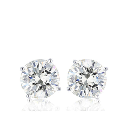 Sparkling Unique  Solitaire Round Cut Diamond Stud Earring White Gold 