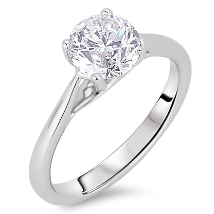 Solitaire Round Diamonds Wedding Ring White Gold