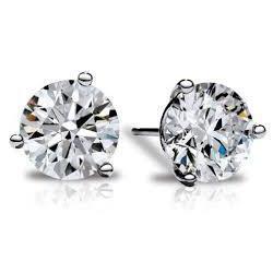 Fancy Solitaire Round Cut Diamond Stud Earring 2 Carats Women Jewelry White Gold 