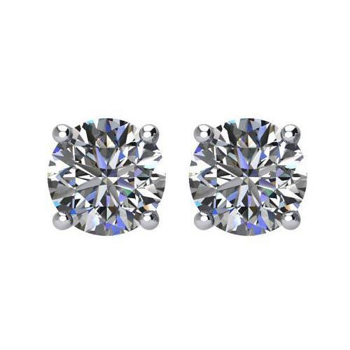 Solitaire Round Cut Diamond Stud Earring Pair White Gold Stud Earrings