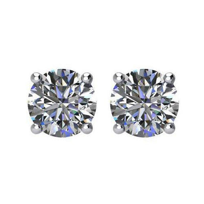 Solitaire Round Cut Diamond Stud Earring Pair White Gold Stud Earrings