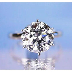 Solitaire Round Diamond Engagement Ring 6 Prong Setting 2 Carats