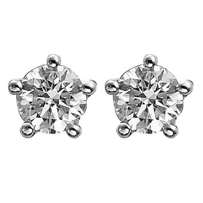 Solitaire Round Diamond Stud Earring 2.10 Carats Solid White Gold Stud Earrings