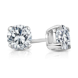 Solitaire Round Lab Grown Diamond Stud Earring Women Gold Fine Jewelry 3 Carats