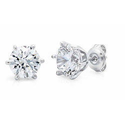 Solitaire Round Diamond Stud Earrings 3 Carats White Gold