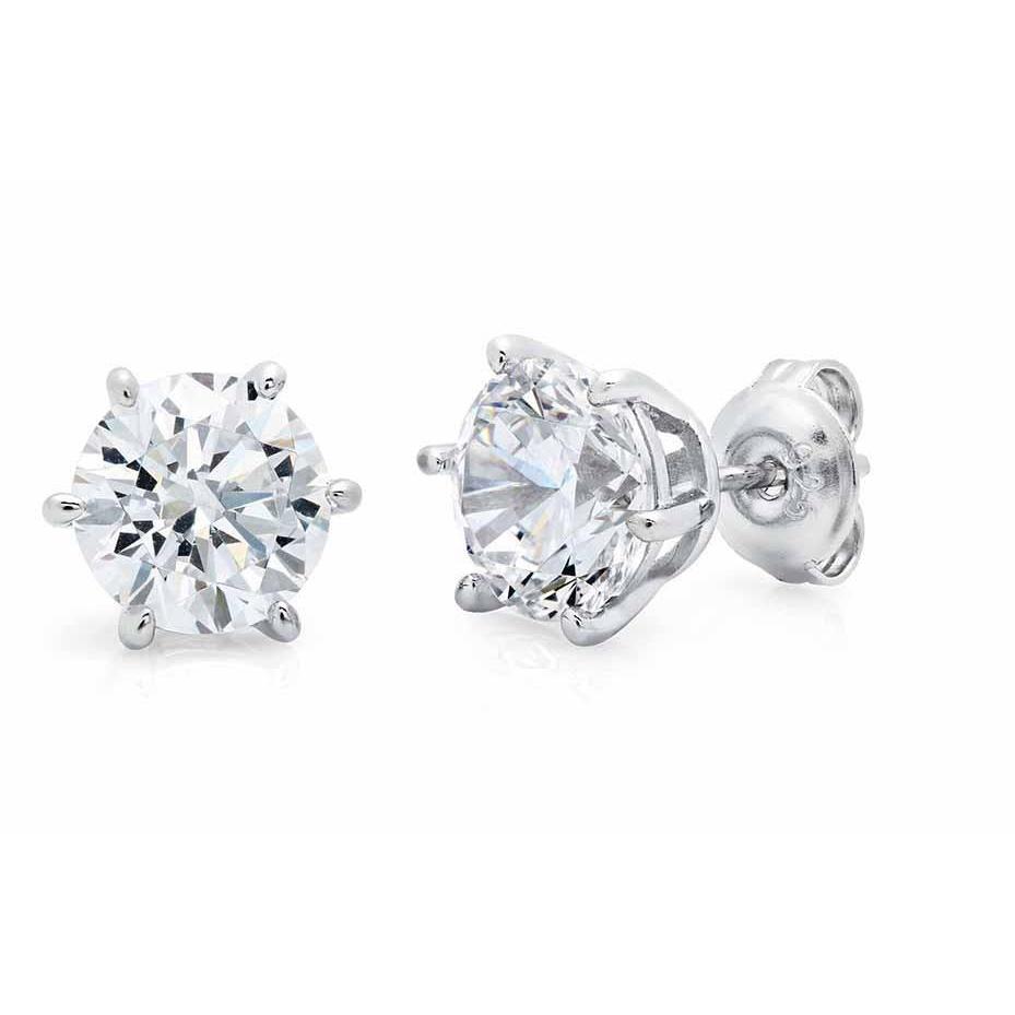 New Style Solitaire Round Diamond Stud Earrings White Gold Stud Earrings