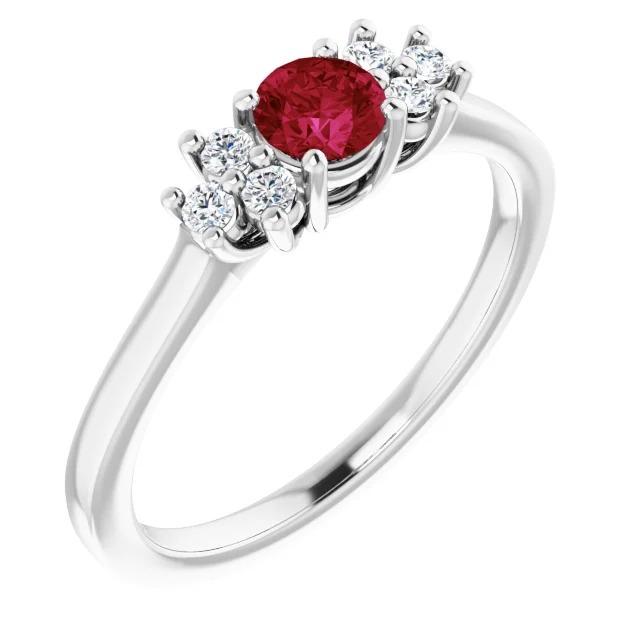Ladies Stylish Solitaire Round Ruby Stone Ring   Gemstone Ring