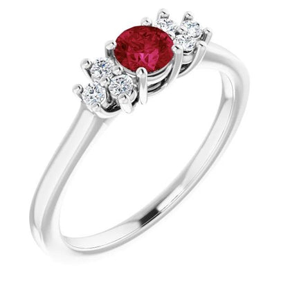 Ladies Stylish Solitaire Round Ruby Stone Ring   Gemstone Ring