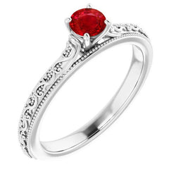 Solitaire Ruby Ring 0.75 Carats Antique Style New