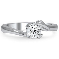Solitaire Sparkling 1.01 Carats Round Cut Diamond Engagement Ring