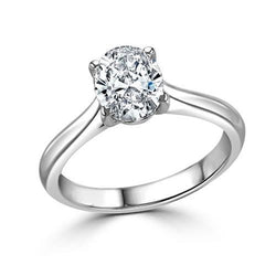 Solitaire Sparkling 2.85 Carats Oval Cut Natural Earth Mined Diamond Anniversary Ring