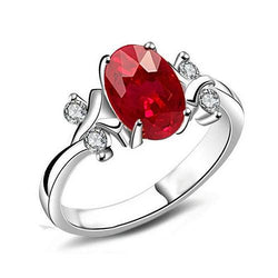 Solitaire With Accent 1.70 Ct. Ruby And Diamonds Ring White Gold 14K