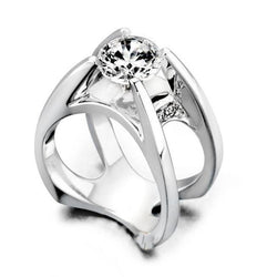 Solitaire With Accents 1.80 Ct Round Cut Diamond Engagement Fancy Ring