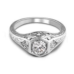 1.50 Carats Diamonds Antique Look Wedding Ring White Gold 14K