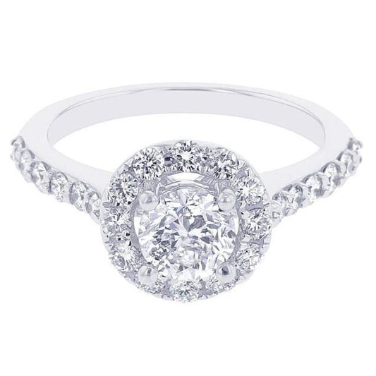 Solitaire With Accent 2.10 Carats Diamonds Anniversary Halo Ring Gold 14K Halo Ring
