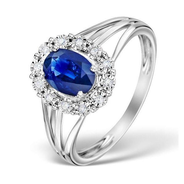 Solitaire With AccentNew High Quality  Ceylon Sapphire With Diamonds Ring Gemstone Ring