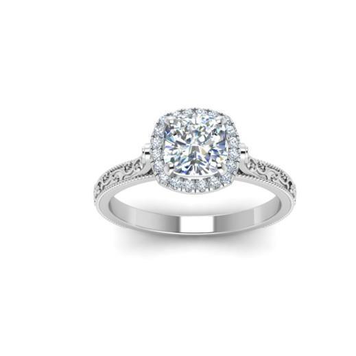 Solitaire With Accent 2.45 Ct Diamonds Antique Style Halo Ring Gold White Halo Ring