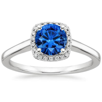 Solitaire With Accen  High Quality Fancy  Ceylon Sapphire Diamonds   White Gold  Gemstone Ring