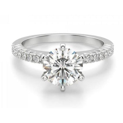 Antique Style Solitaire Ring with Accents White Gold Diamond