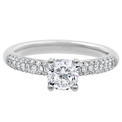 Solitaire With Accent Natural Earth Mined Diamonds 3.20 Carats Wedding Ring White Gold 14K