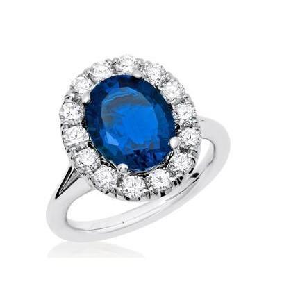 Solitaire With Accent 3.40 Ct Sri Lankan Sapphire And Diamonds Ring Gemstone Ring