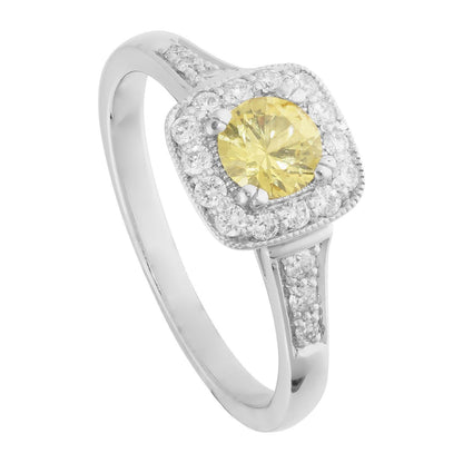 Solitaire With Accen  New Yellow Sapphire And Diamonds Ring Gemstone Ring