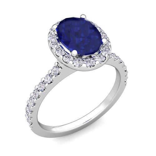 Solitaire With Accent  SparklingSapphire With Diamonds   White Gemstone Ring