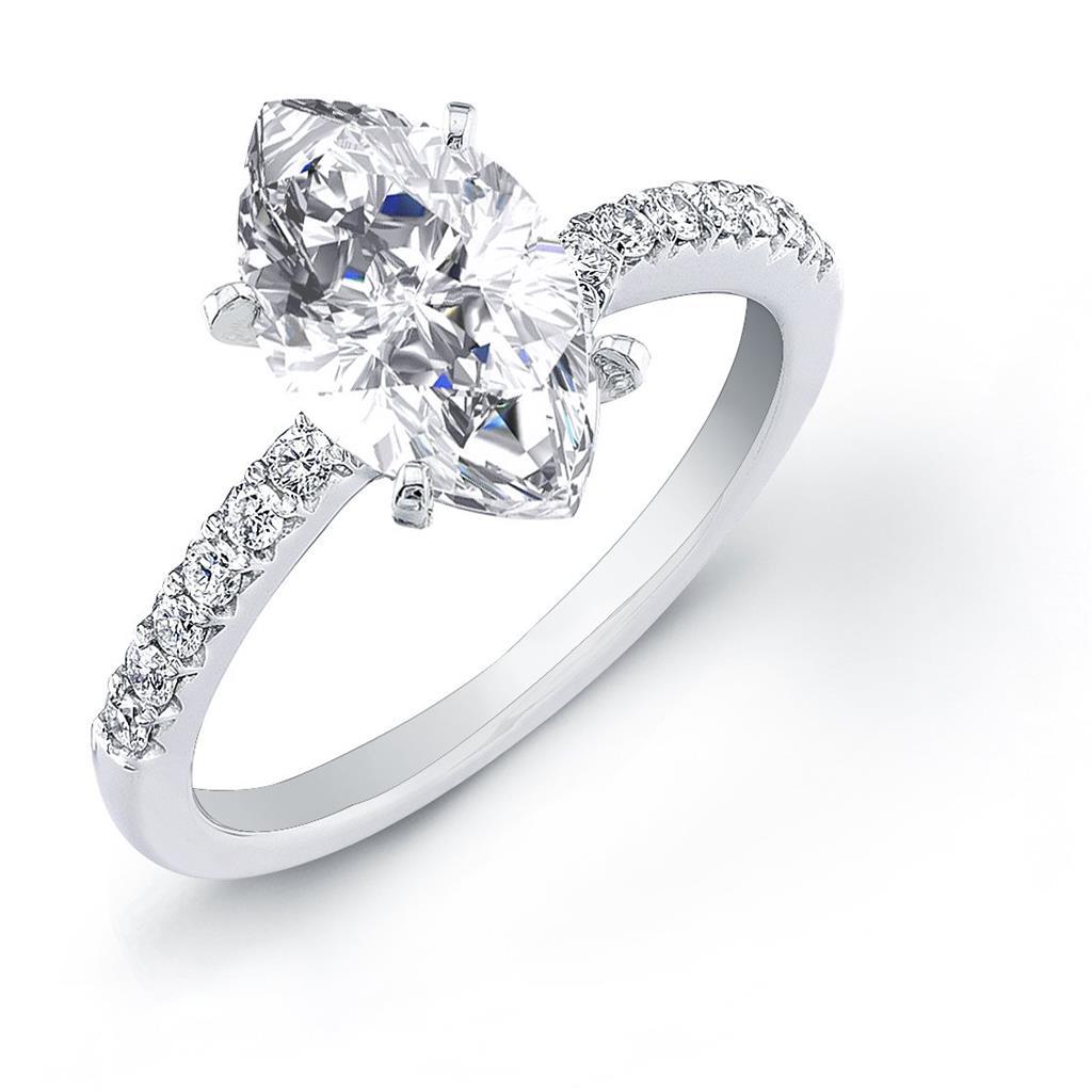  Lady’s Brilliant Engagement White Gold Diamond Solitaire Ring with Accents