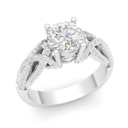 Solitaire With Accent 3.60 Carats Diamonds Fancy Ring White Gold 14K