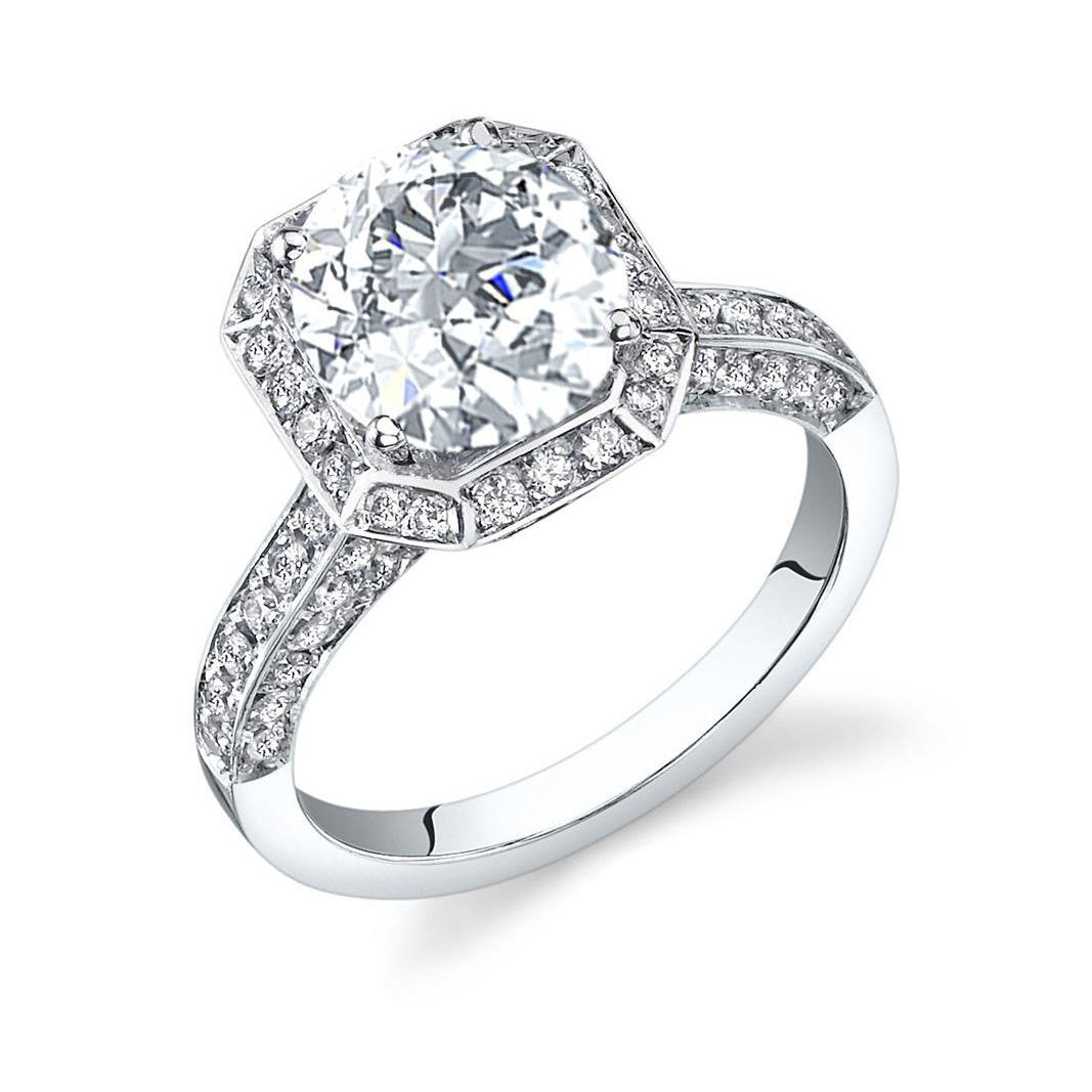 Solitaire With Accent 4.30 Ct Round Cut Diamonds Halo Ring Halo Ring