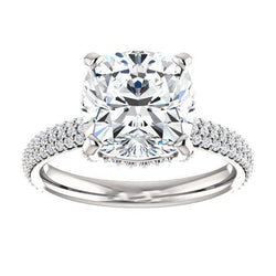 4.50 Ct. Ladies Cushion Diamond Anniversary Ring 14K White Gold