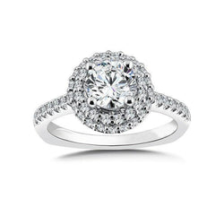 Solitaire With Accent 4.50 Carats Diamonds Halo Ring White Gold 14K