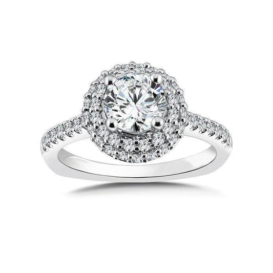 Solitaire With Accent 4.50 Ct Diamonds Halo Ring White Gold 14K Halo Ring