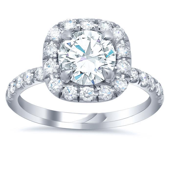 Solitaire With Accent 4.60 Ct Diamonds Wedding Halo Ring White Gold 14Kp Halo Ring