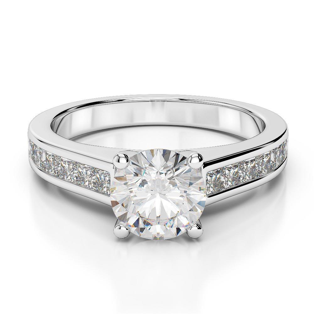 Solitaire With Accent Prong Set 2.75 Carats Diamonds Ring Wg 14K Solitaire Ring with Accents
