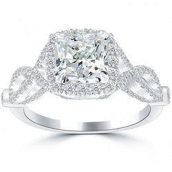 Radiant And Round Natural Earth Mined Diamond Halo Ring 3.50 Carats