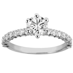Solitaire With Accent Round Cut 3.85 Carats Diamonds Wedding Ring