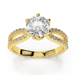 Solitaire With Accents Yellow Gold 2.50 Carats Real Natural Earth Mined Diamond Ring