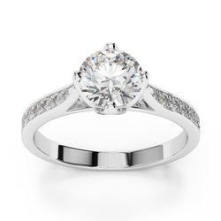 Solitaire With Accent Sparkling 2.85 Carats Diamonds Ring White Gold
