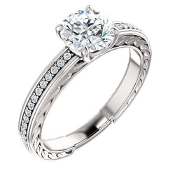 Solitaire With Accents 1.76 Carats Round Diamond Anniversary Ring