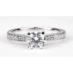 Solitaire With Accents Channel Set Round Diamond Ring 1.50 Carats
