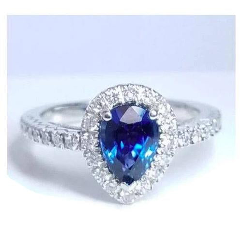 Solitaire With Accents Diamond Sri Lanka Blue Sapphire Gemstone   Gemstone Ring