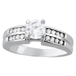 Round Diamond Solitaire Fancy Ring With Accent 1 Carat WG 14K