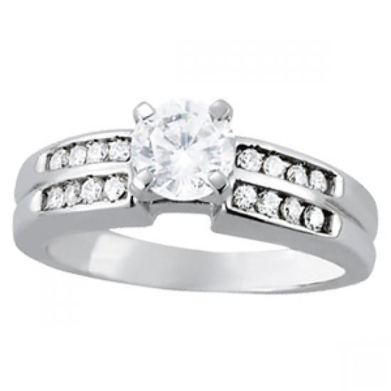  Sparkling Unique Lady’s Solitaire Ring with Accents White Gold Diamond  