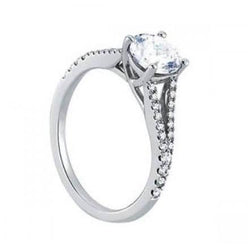 Solitaire With Accents Round Diamond 1.50 Carats Ring White Gold 14K