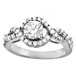 Solitaire With Accents Round Diamonds Ring 1.25 Carats White Gold 14K
